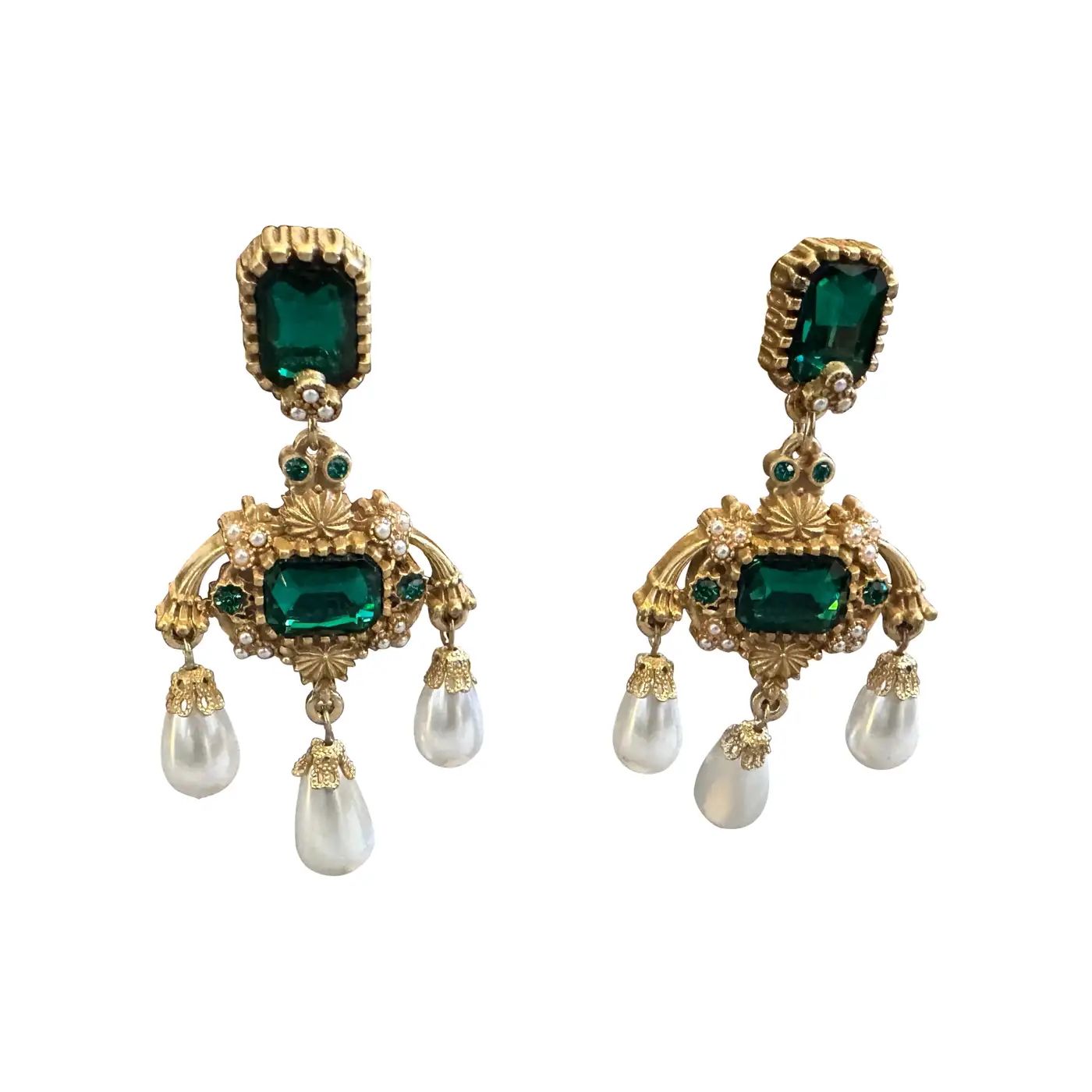 1990s Amazing Costume Jewelry Chandelier Earrings by Antigona Paris