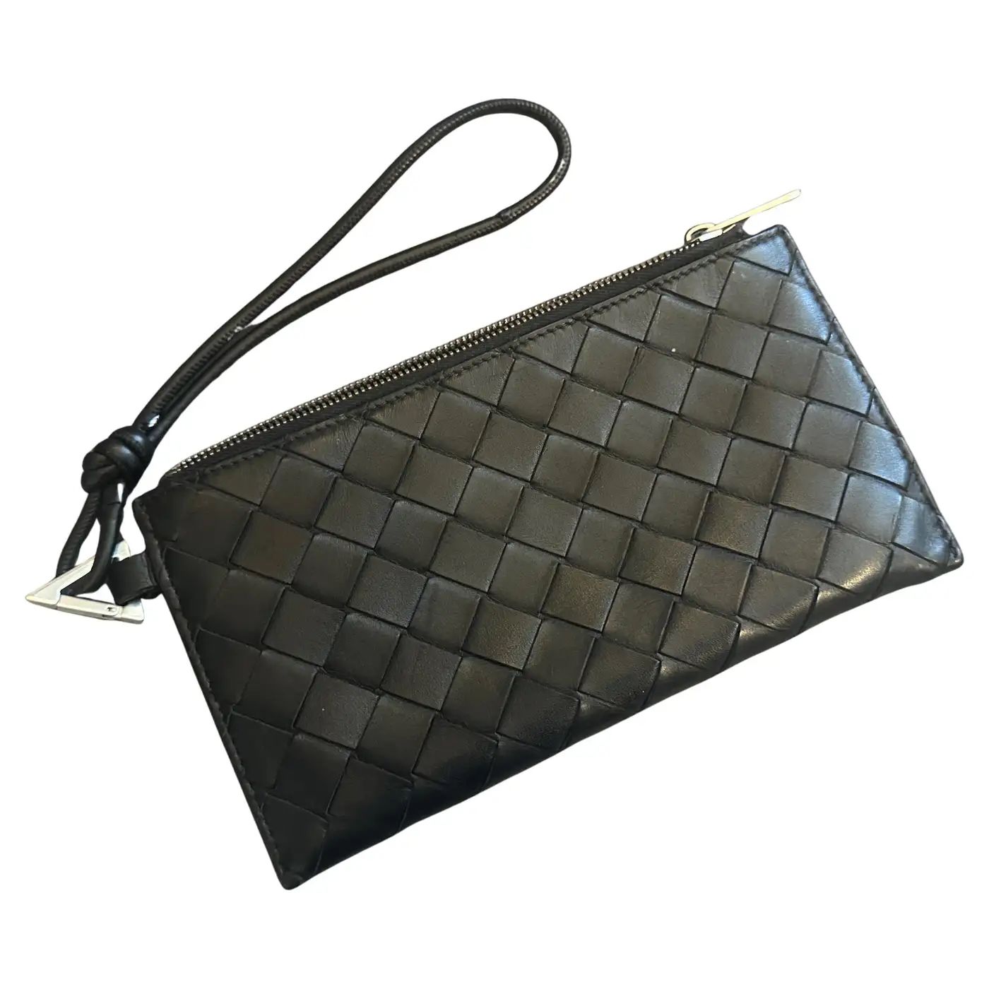 21st Century Black Leather Intrecciato Weave Clutch Wallet by Bottega Veneta