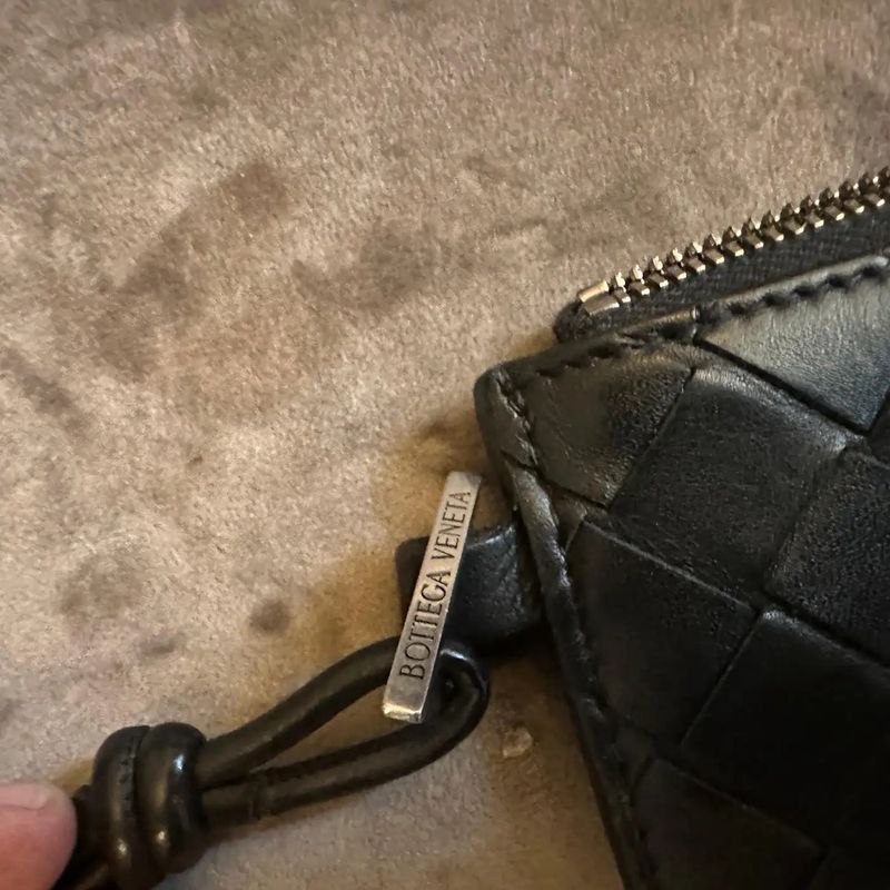 21st Century Black Leather Intrecciato Weave Clutch Wallet by Bottega Veneta
