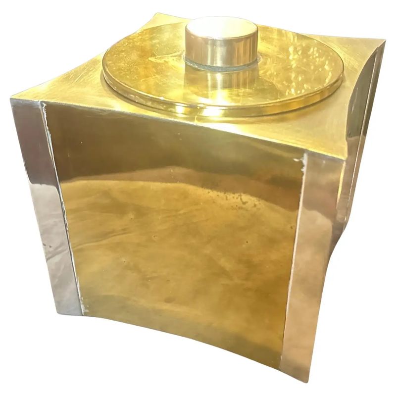 1970s Mid-Century Modern Brass and Silver Plated Italian Ice Bucket