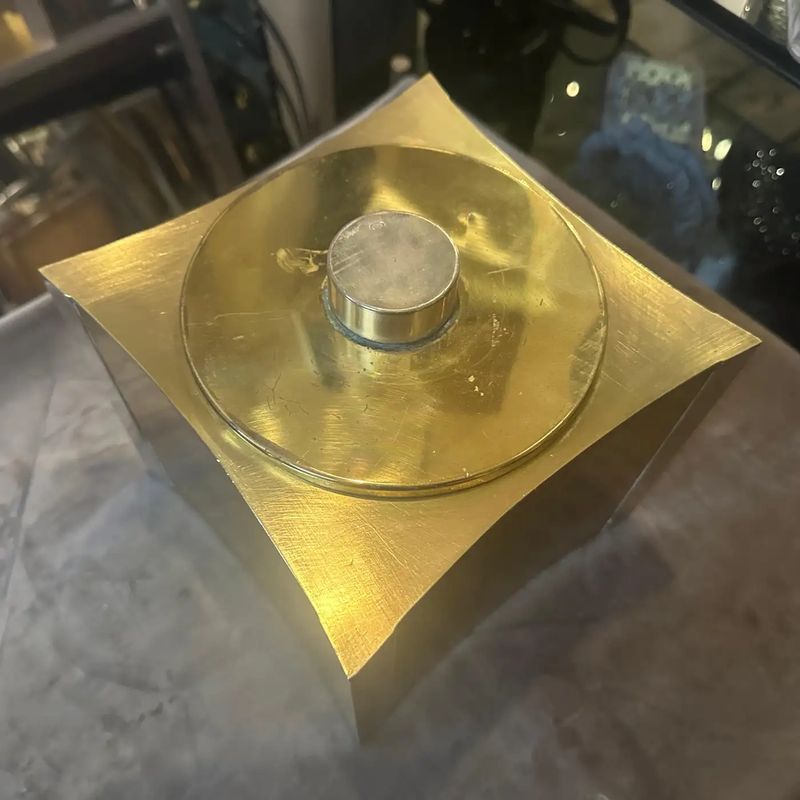1970s Mid-Century Modern Brass and Silver Plated Italian Ice Bucket