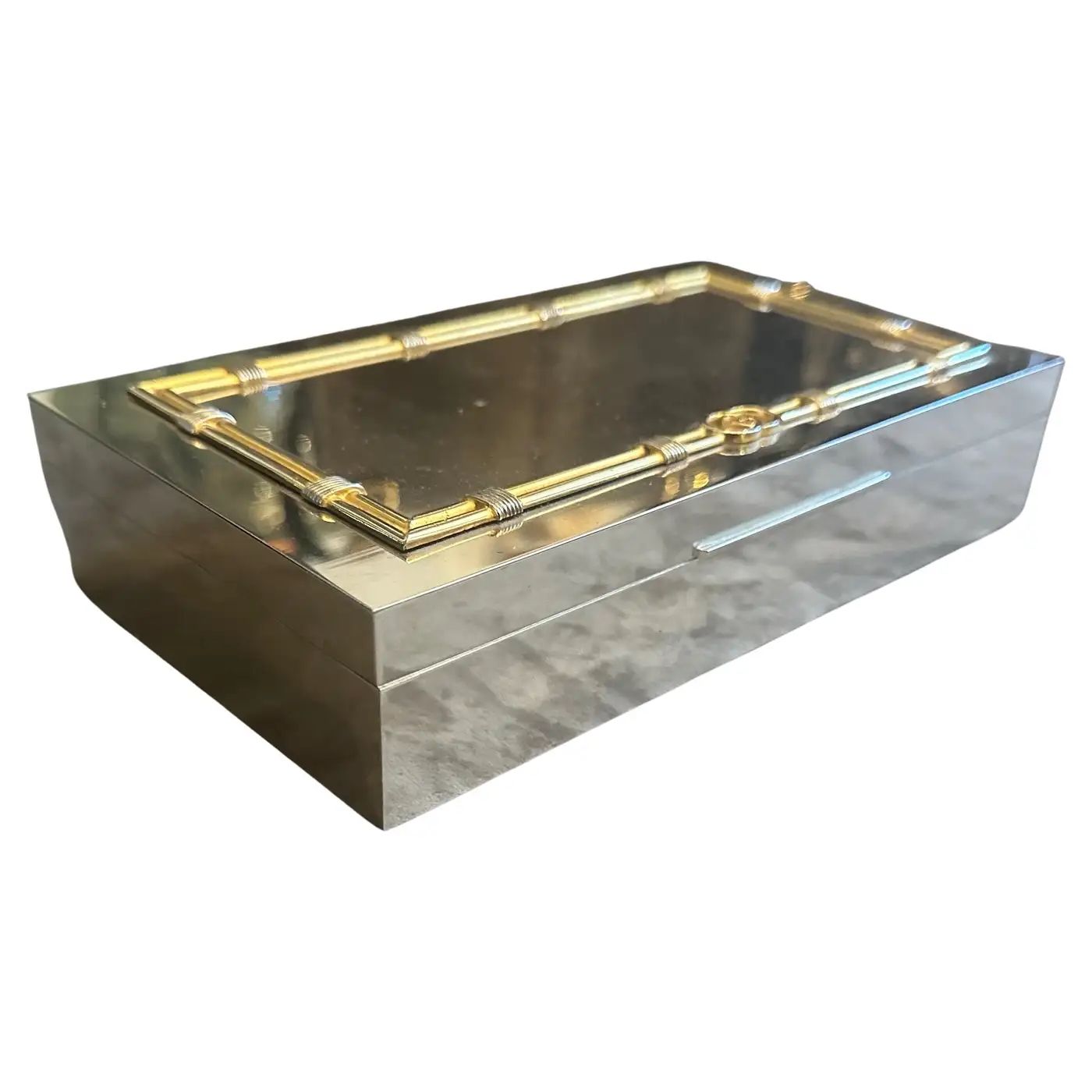 1980s Modern Silver Plated and Brass Luxury Box by Gucci