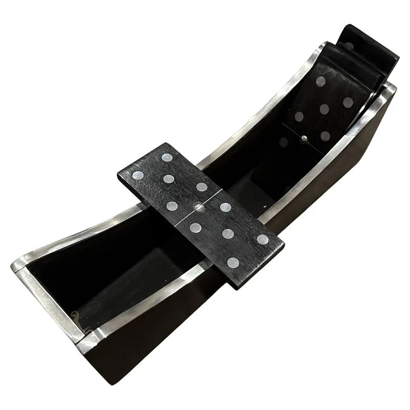 1990s Modern Luxury Wood and Silver Plated Italian Domino Table Game