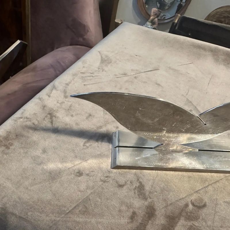 1990s Minimalist Silver Plated Sculpture La Colombella Bianca by Lino Sabattini