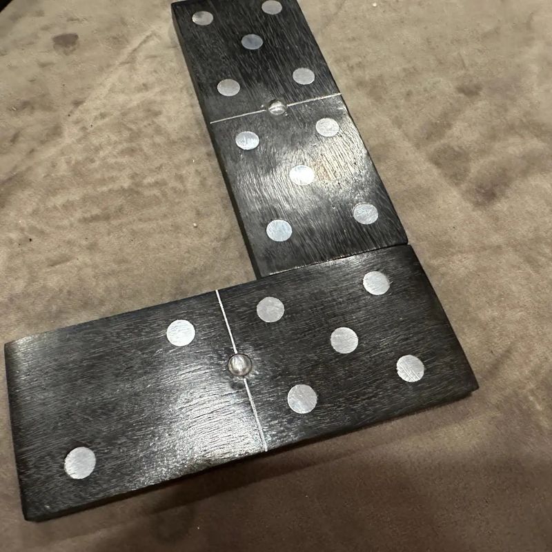 1990s Modern Luxury Wood and Silver Plated Italian Domino Table Game