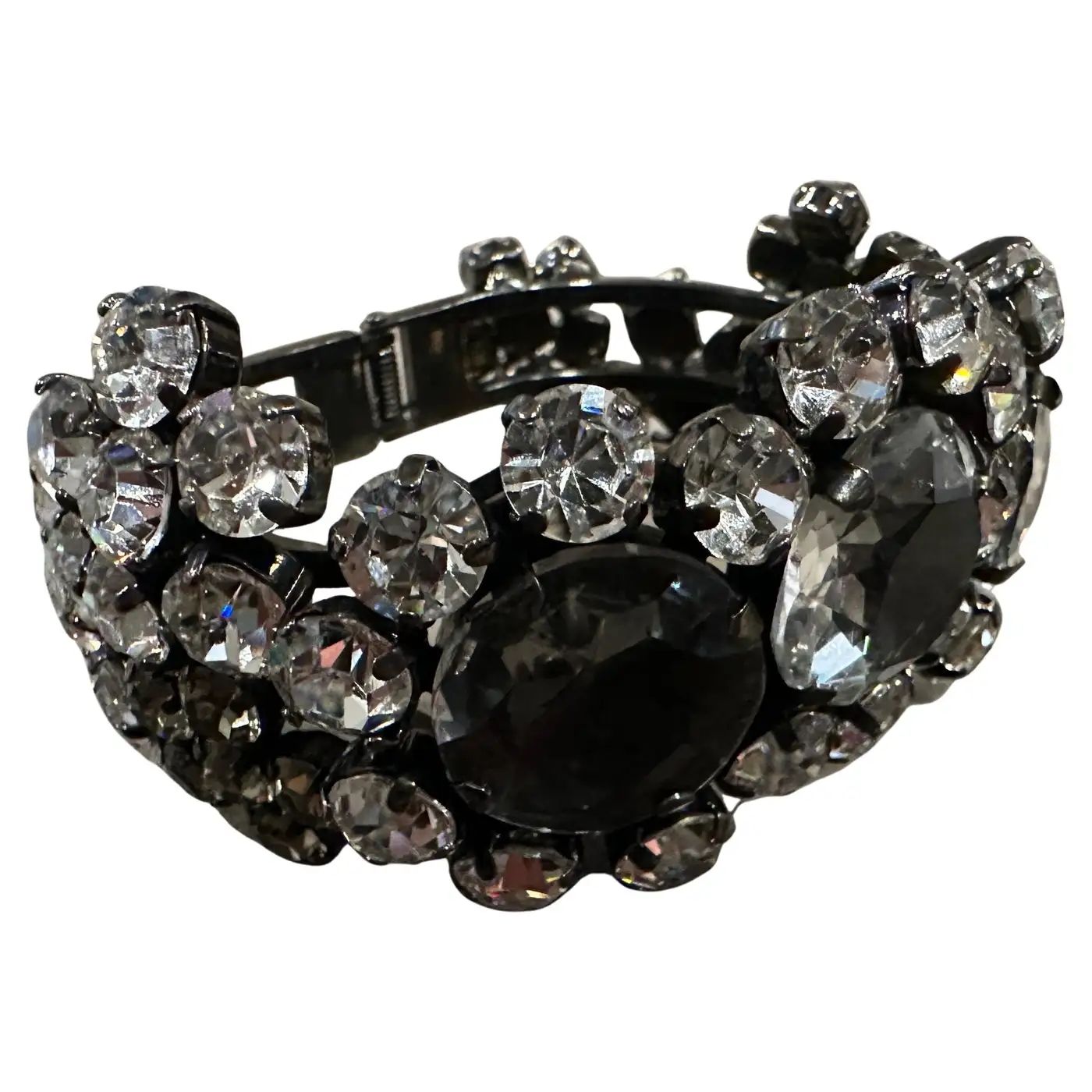 Bold 21st Century Coppola e Toppo Black Crystal Pave Wide Bangle Bracelet