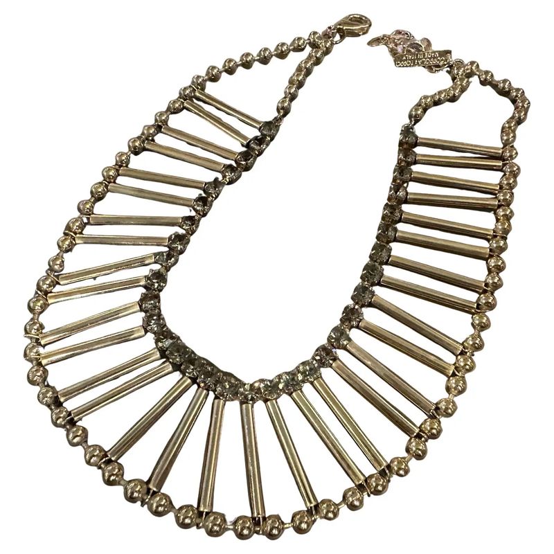 21st Century Art deco Style Brass and Rhinostones Choker by Coppola e Toppo