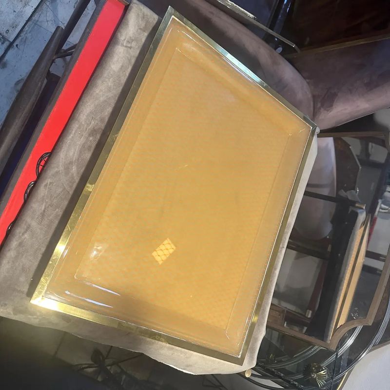 1970s Mid-Century Modern Brass and Plexiglass Tray by Liar of A. Cavalli