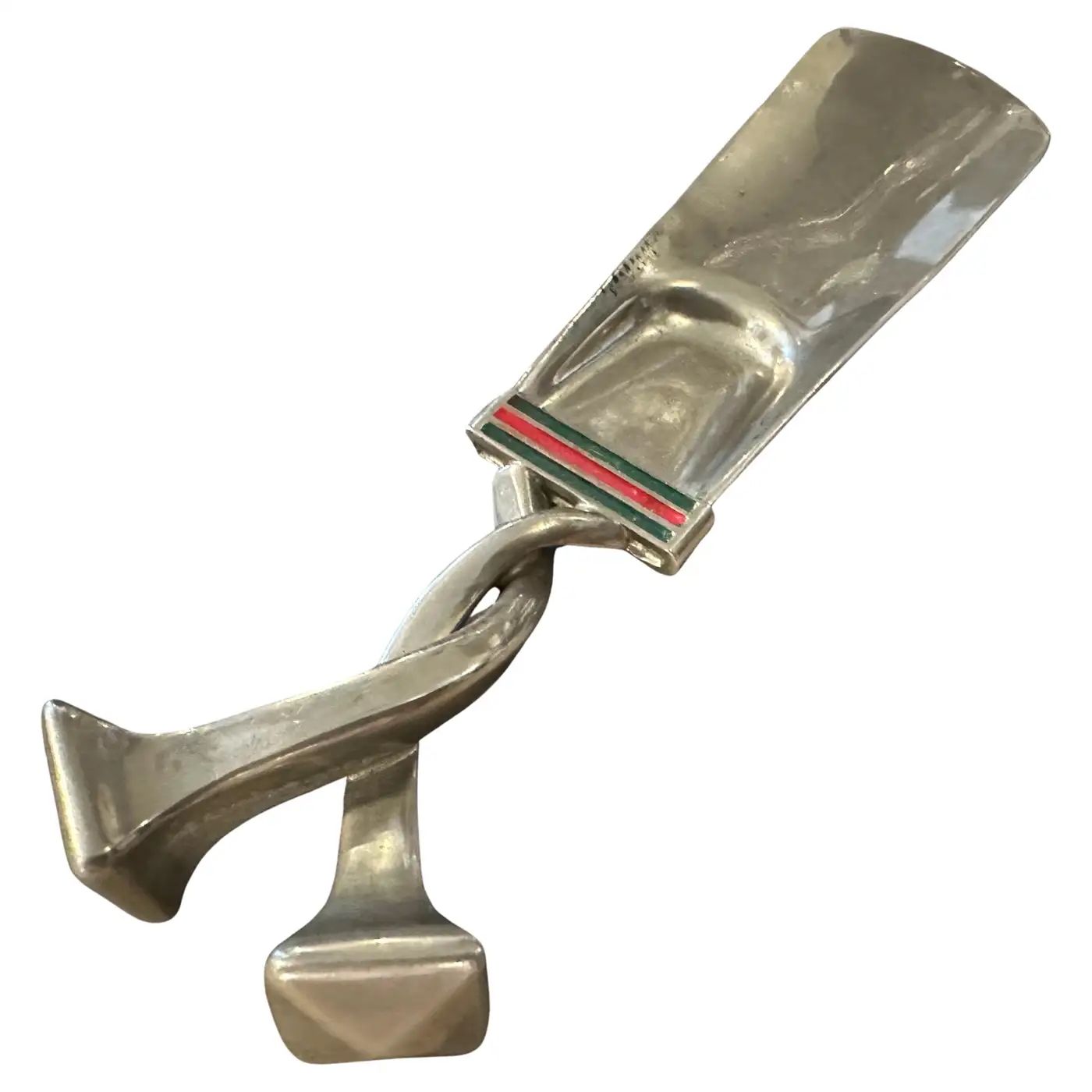 1980s Iconic Silver Plated Enameled Metal Nail Shoehorn by Gucci