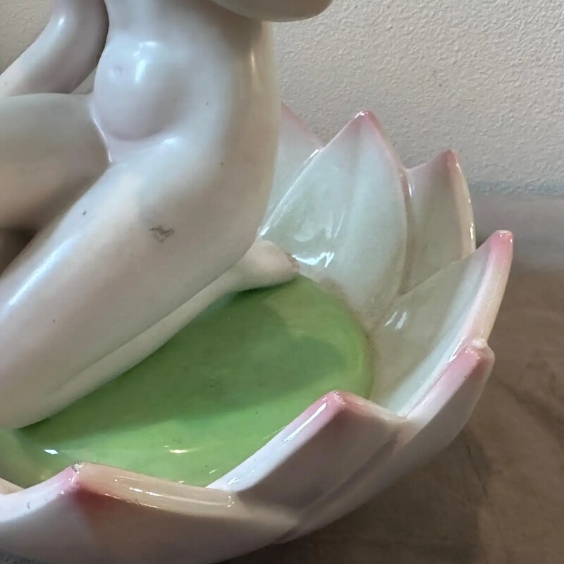 1940s Art Deco Porcelain Figure of a Woman on a Flower by Giovanni Ronzan