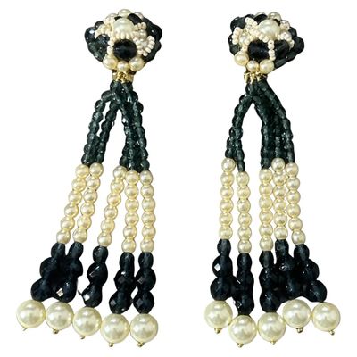 21st Century Pair of Coppola e Toppo Black and White Crystal Chandelier Earrings