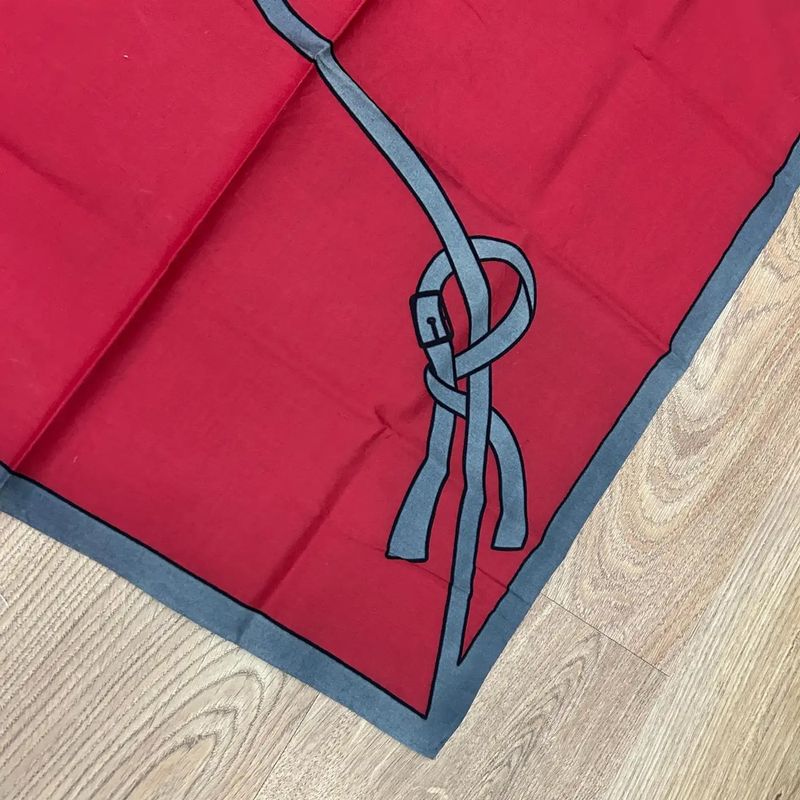 1980s Iconic Italian Red and Gray Silk Scarf by Roberta di Camerino