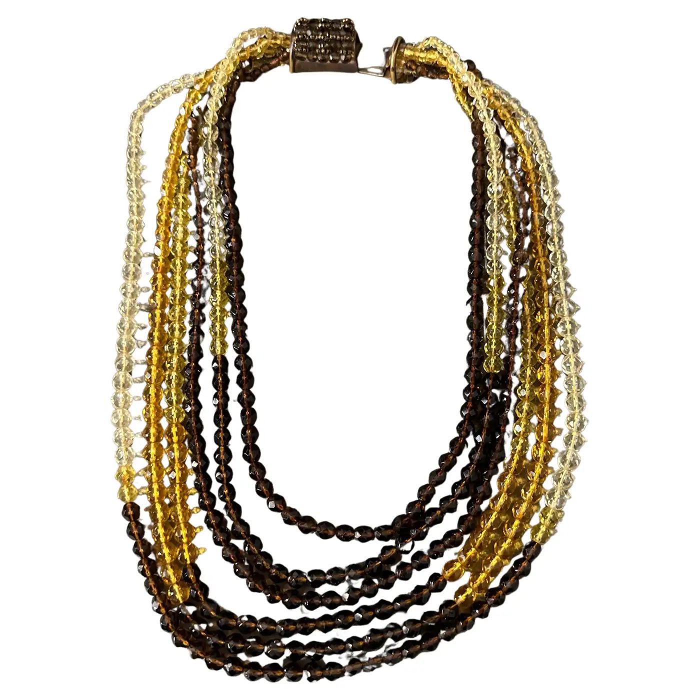 1960s Vintage Beaded crystals and Brass Multi-Strand NeckLace by Coppola e Toppo 1960s Vintage Beaded crystals and Brass Multi-Strand NeckLace by Coppola e Toppo