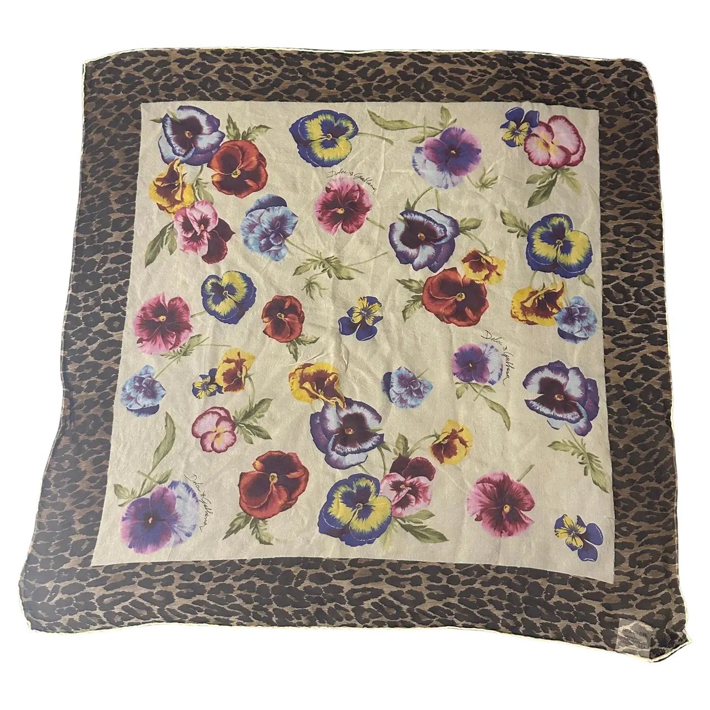 21st Century Dolce & Gabbana Animalier and Flower Silk Scarf 21st Century Dolce & Gabbana Animalier and Flower Silk Scarf