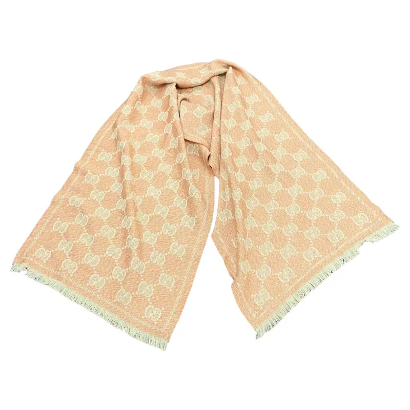 Orange and Pink Wool Gucci Continuous Logo Scarf