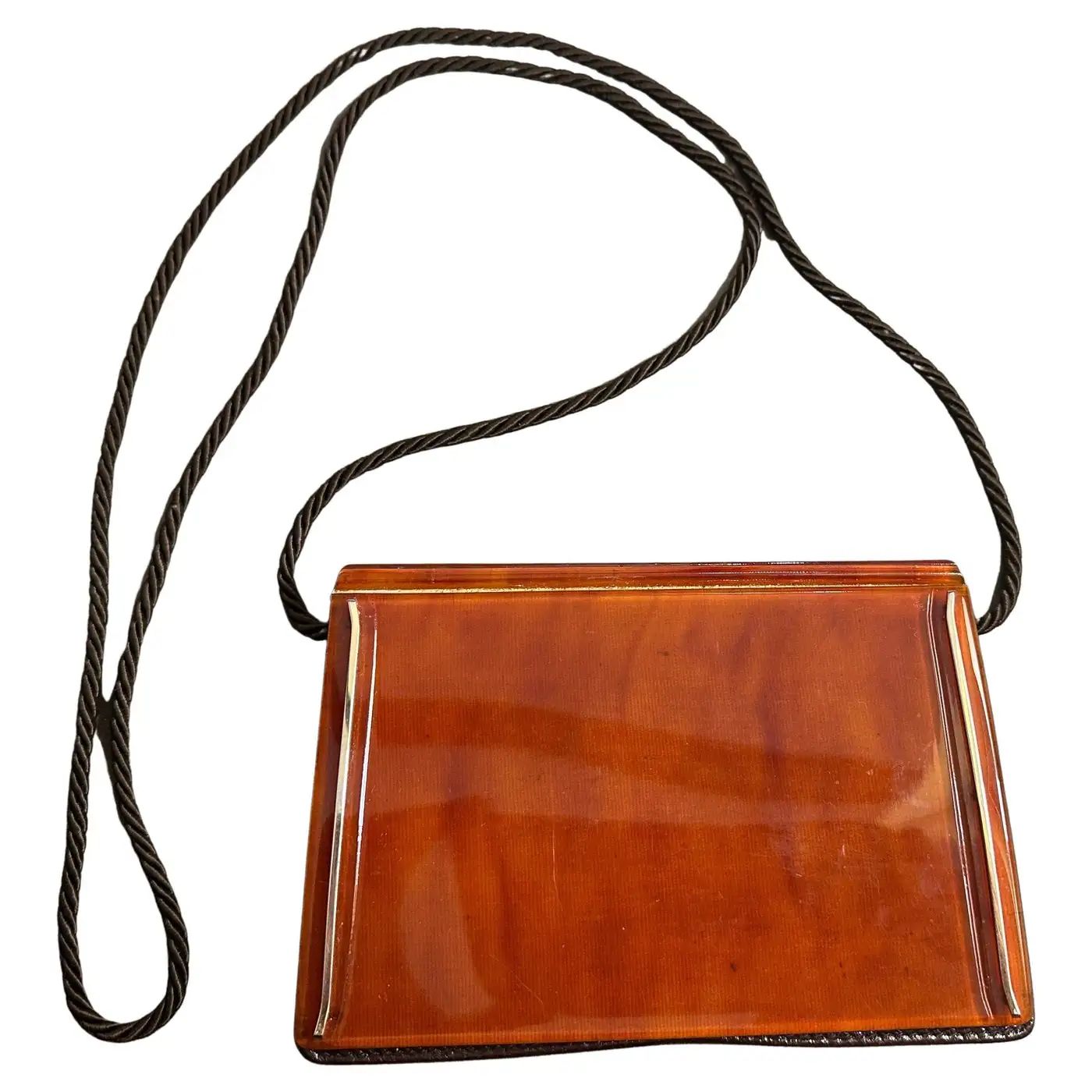 1950s Mid-Century Bakelite and Brass Italian Shoulder Mini Bag by Grazia