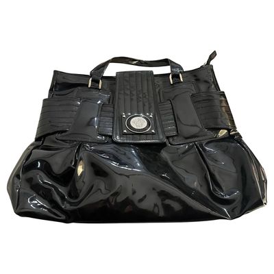 1990s Vintage Black Leather and Plastic Hand-Bag by Gianni Versace