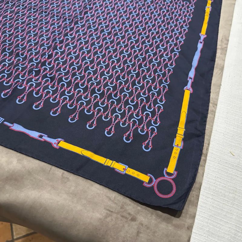 A 1990s Equestrian Motif Silk Scarf by Gucci