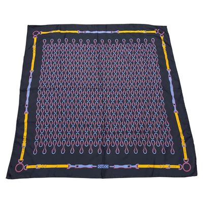 A 1990s Equestrian Motif Silk Scarf by Gucci