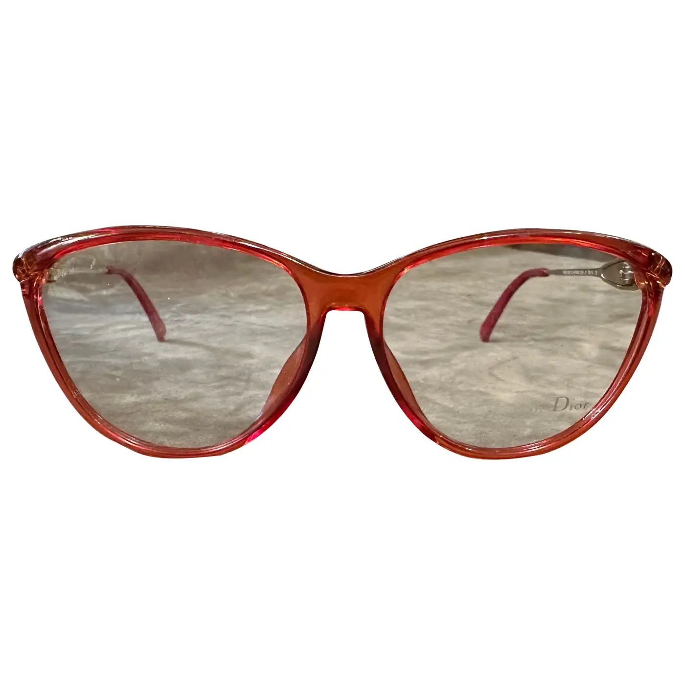 1980s Vintage Red Acetate and Brass Elegant Eyeglasses by Christian Dior