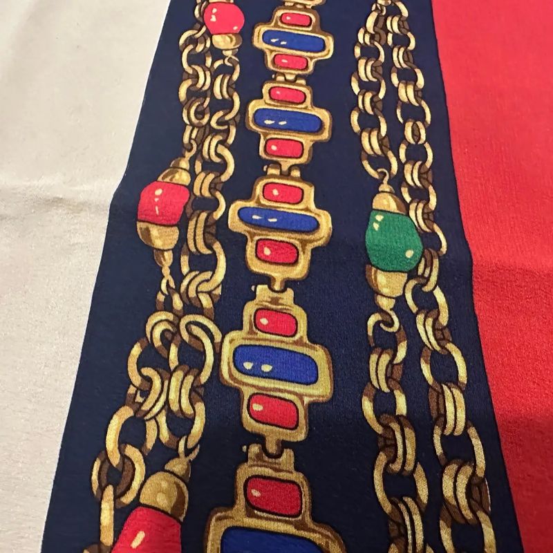 Elegant 1980s Silk French Carré Scarf by Chanel