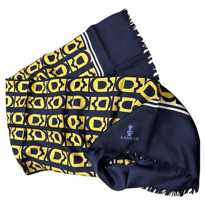 An Elegant 1980s Blue and Yellow Silk Scarf by Pierre Lanvin
