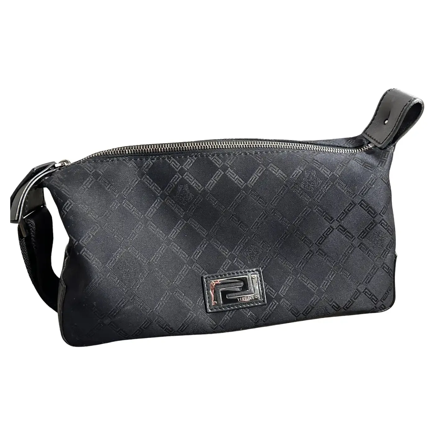 1990s Black Fabric and Leather Hand-Bag by Gianni Versace