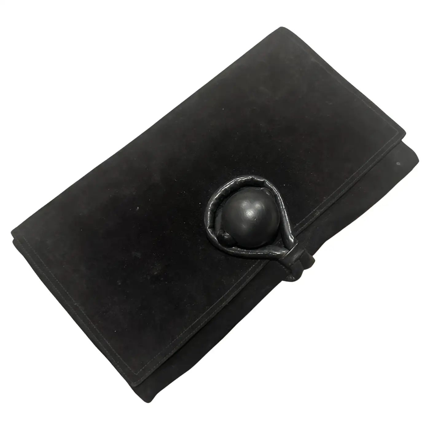 1980s Black Leather and Suede Italian Clutch by Rodo