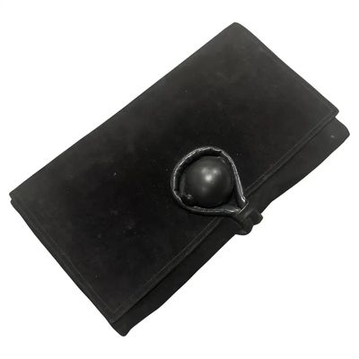 1980s Black Leather and Suede Italian Clutch by Rodo