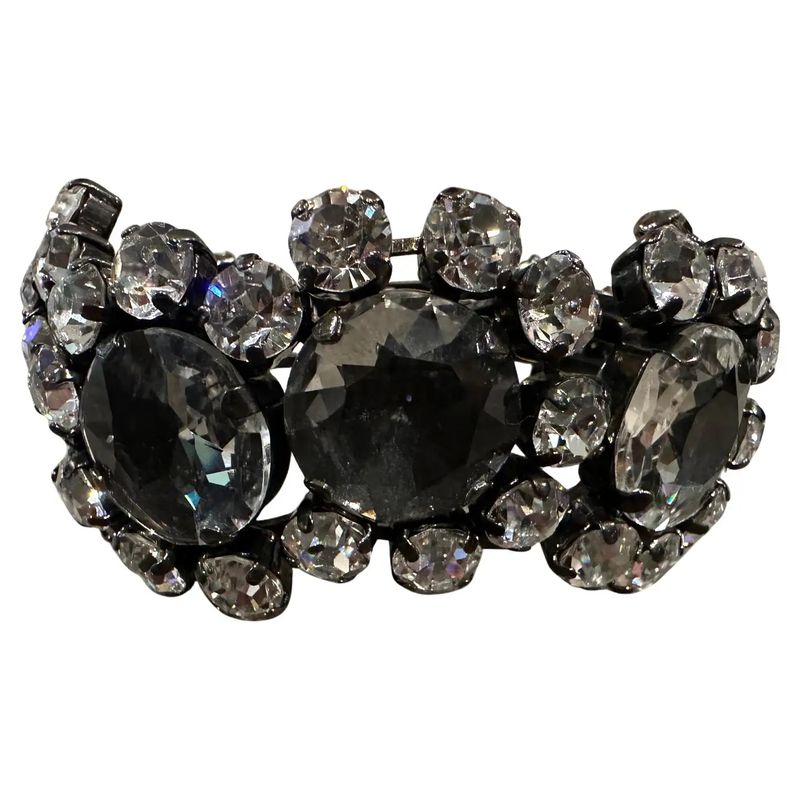 Bold 21st Century Coppola e Toppo Black Crystal Pave Wide Bangle Bracelet