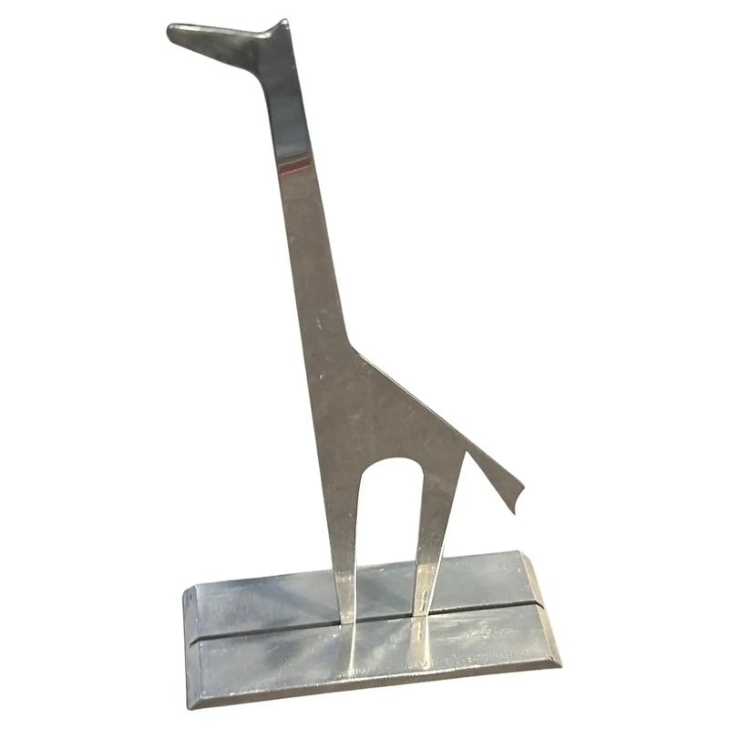 1990s Minimalist Silver Plated Sculpture La Giraffa by Lino Sabattini