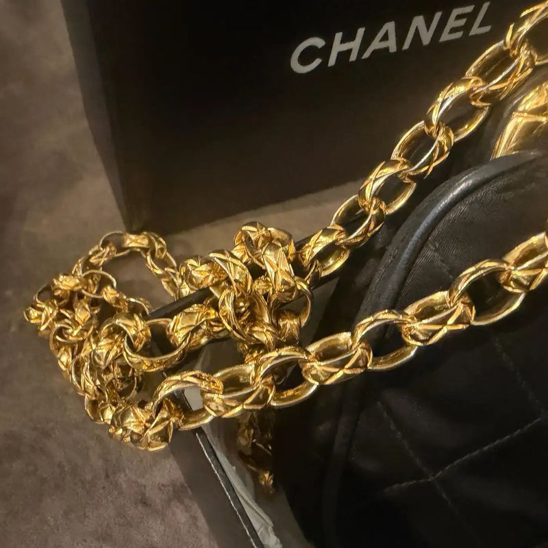 A Rare 1990s Black Satin Silk Evening Bag by Chanel