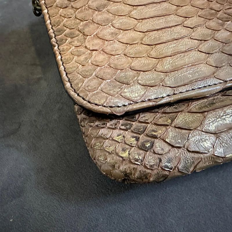 1980s Elegant Embossed and Gilded Leather Baguette Bag by Lanvin Paris