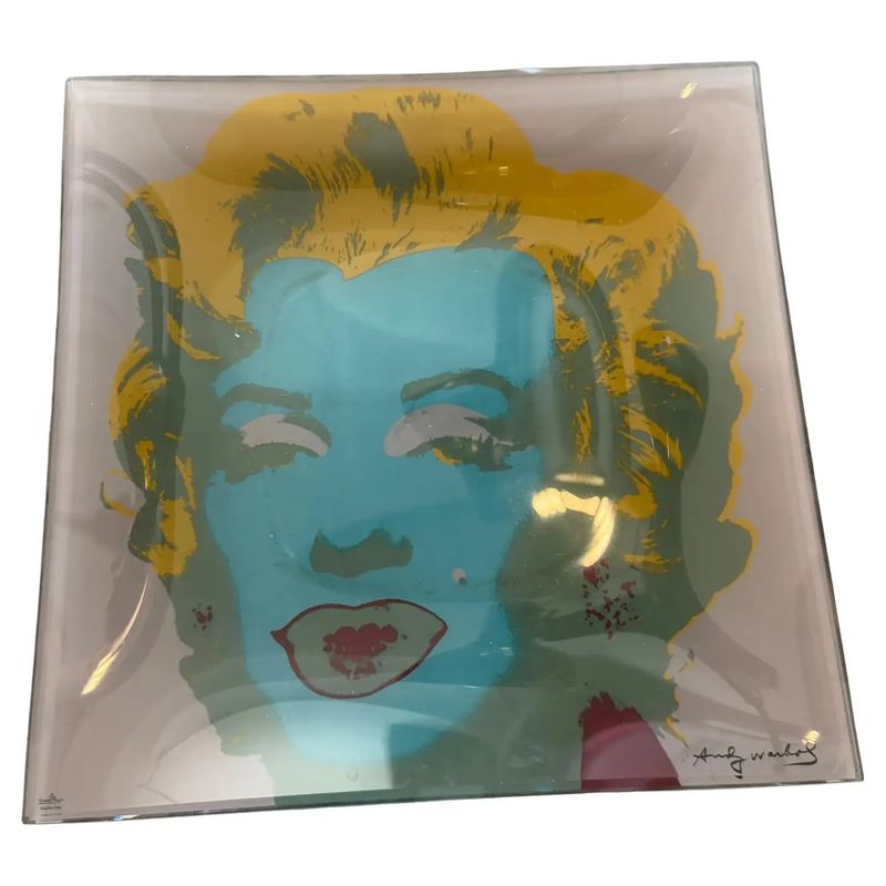 1990s Pop Art Marylin Monroe Glass Tray Signed by Andy Warhol for Rosenthal