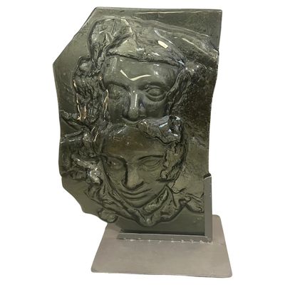 1980s Abstract Grey Murano Glass Sculpture by La Fucina degli Angeli