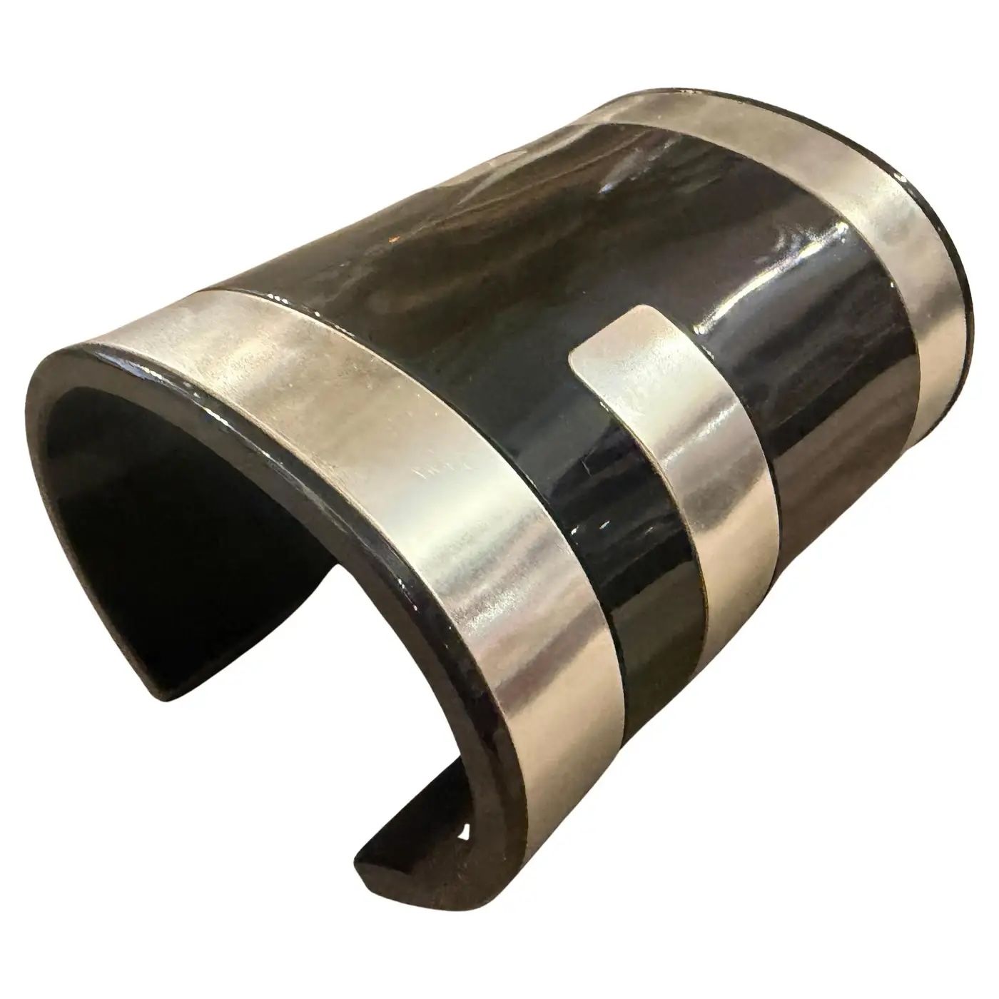 21st Century Black and Silver Bangle Bracelet The Fendista by Fendi Rome 21st Century Black and Silver Bangle Bracelet The Fendista by Fendi Rome