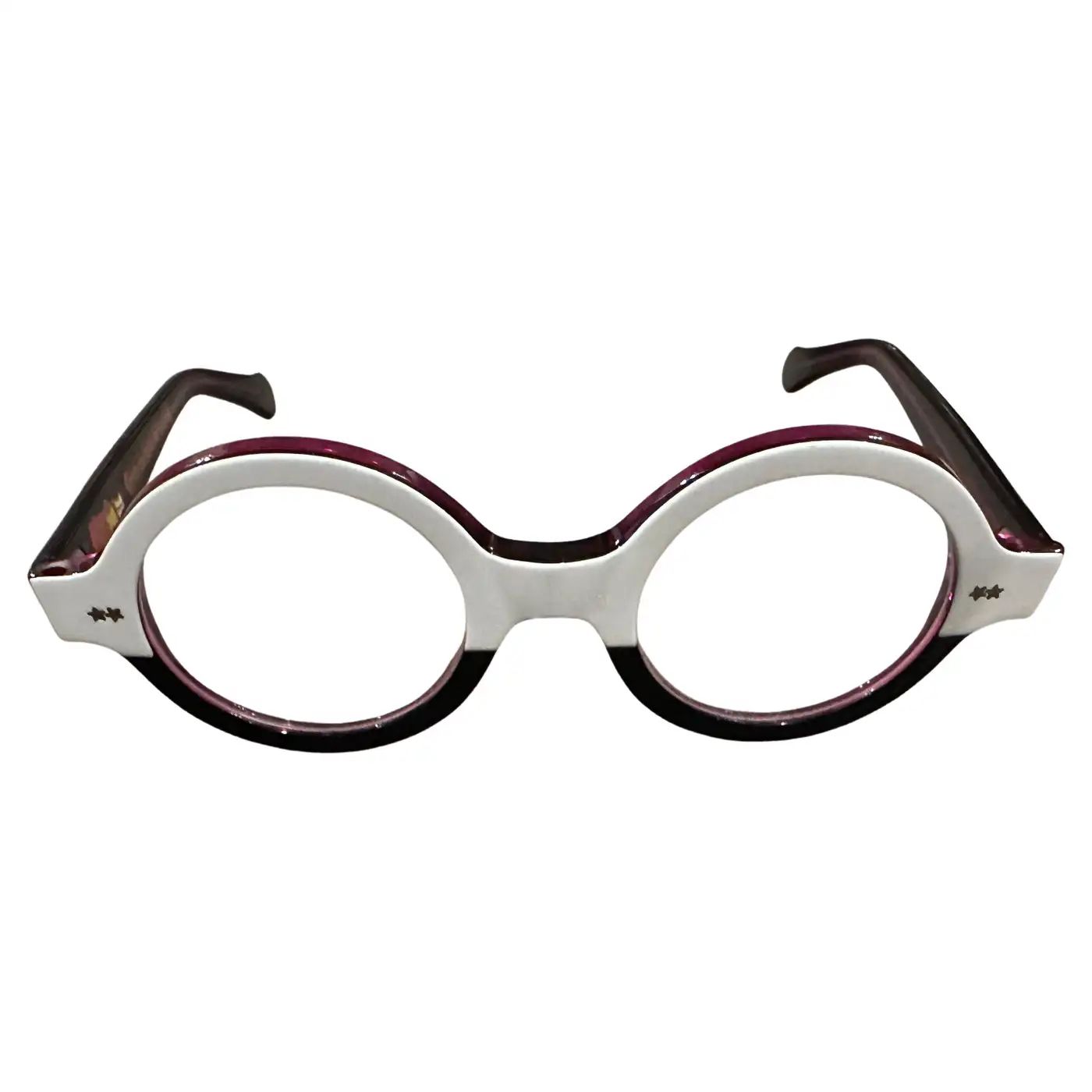 21st Century White and Purple Acetate Oversized Sunglasses by Patty Paillette