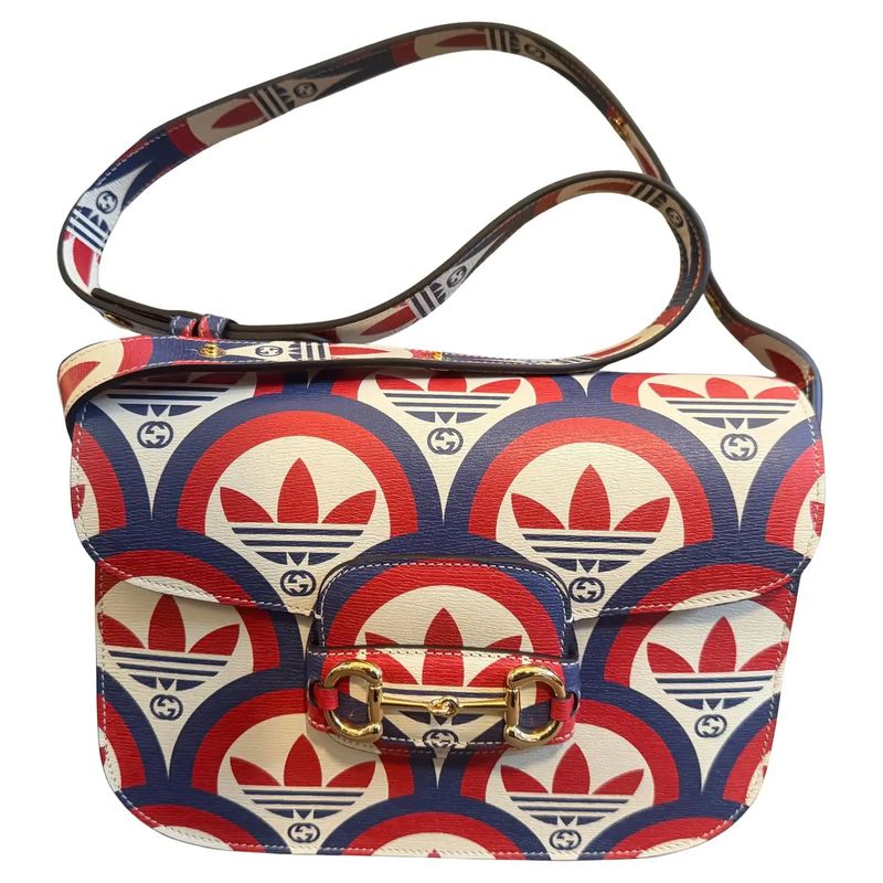 A New 21st Century Printed Leather Gucci for Adidas Horsebit 1955 Shoulder Bag