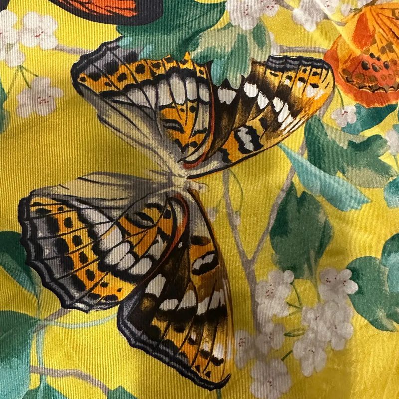 A 1990s Butterflies and Flowers Silk Scarf by Nina Ricci