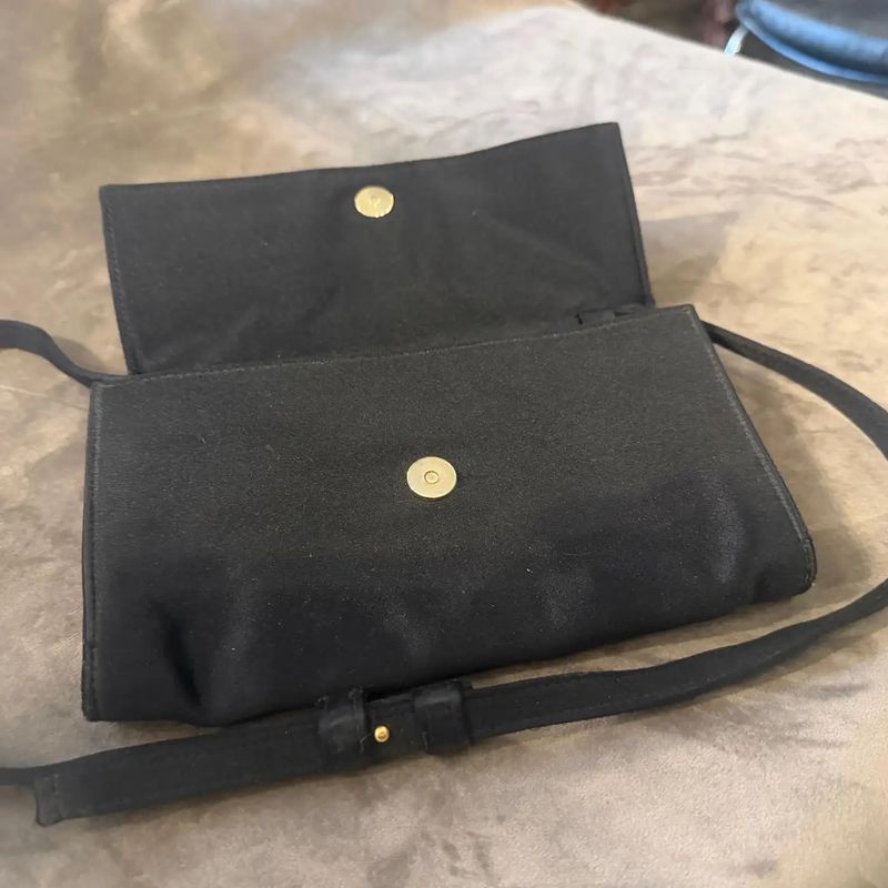 1980s Vintage Black Satin Evening Jewel Bag by Yves Saint Laurent