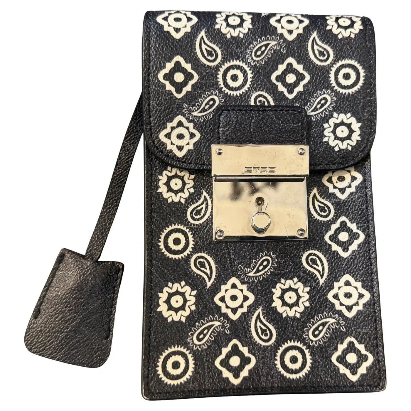 21st Century Never Used Black and White Paisley Leather Belt Phone Case by Etro 21st Century Never Used Black and White Paisley Leather Belt Phone Case by Etro