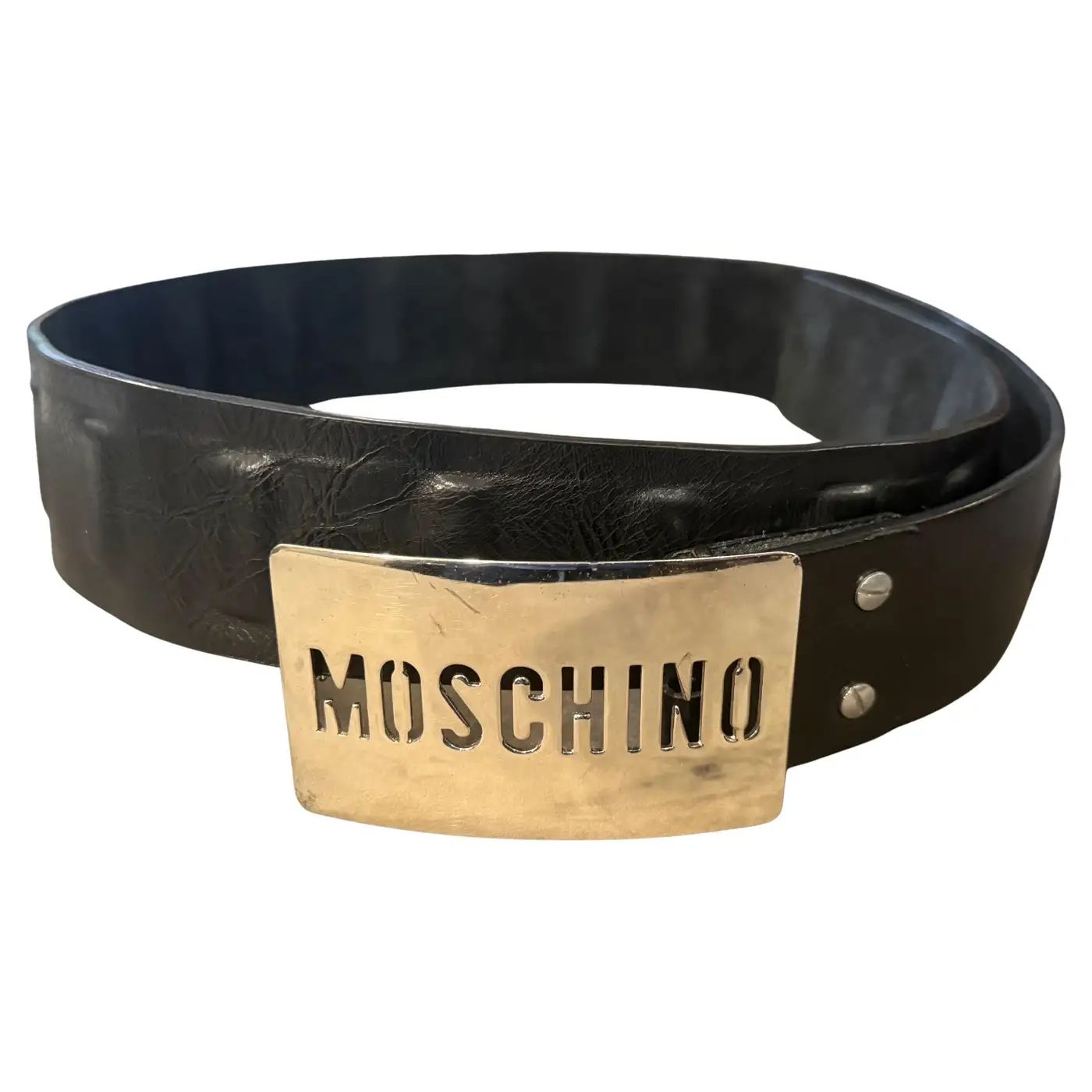 1980s Leather and Steel Iconic Belt by Franco Moschino