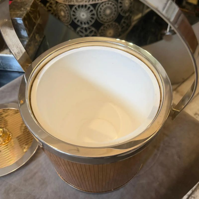 1970s Stunning Mid-Century Modern Brass and Silver Plated Ice Bucket by Lidian