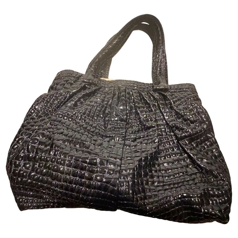 A 1990s Century Black Plastic Huge Italian Tote Bag by Zanotti Giuseppe