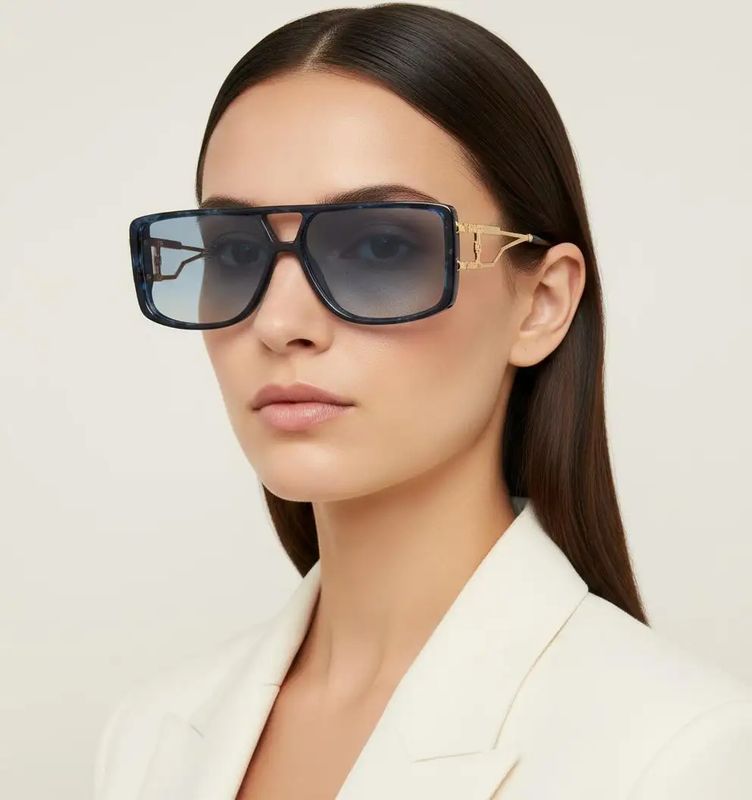 1980s Faux Blue Marble Acetate Sunglasses by Karl Lagerfeld