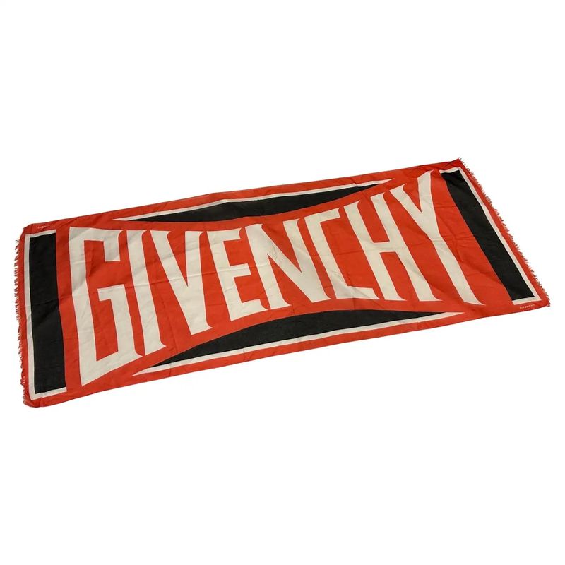 2000s Blue, Red and White Cotton Oversized Scarf by Givenchy