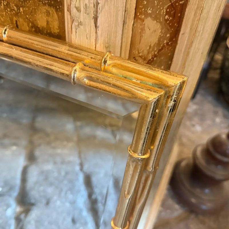 1970s Hollywood Regency Bamboo Shaped Brass Italian Wall MIrror