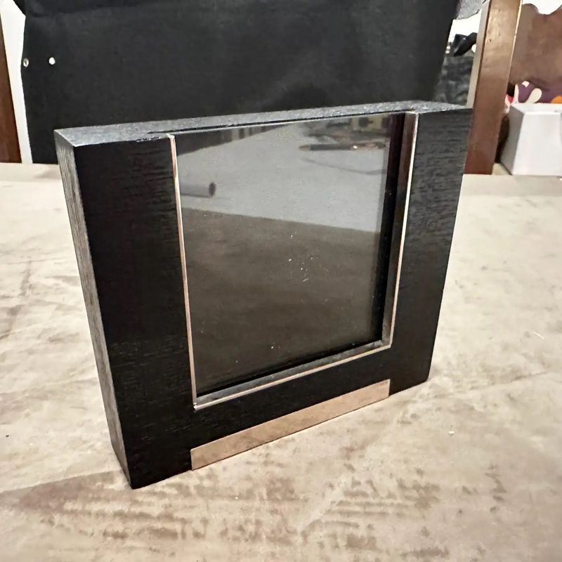 1980s Modern Sterling Silver and Ebonized Wood Picture Frame by Silvan
