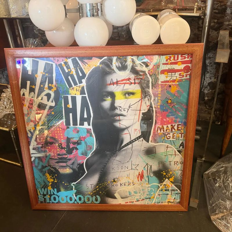 Kate Moss, A Street Art Mixed Media on Paper, embellished by hand by Airoh