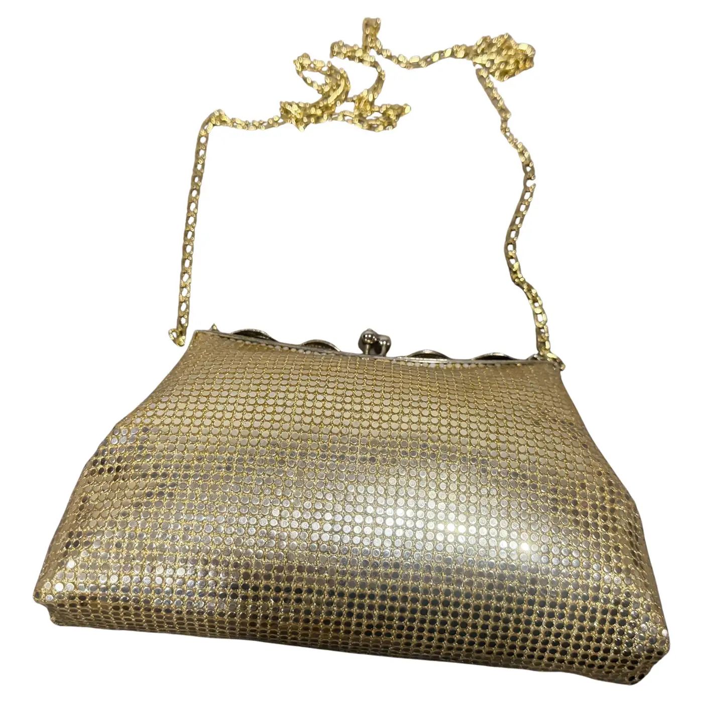 An Amazing 1940s Gold Tone Metal and Yellow Satin Italian Evening Bag